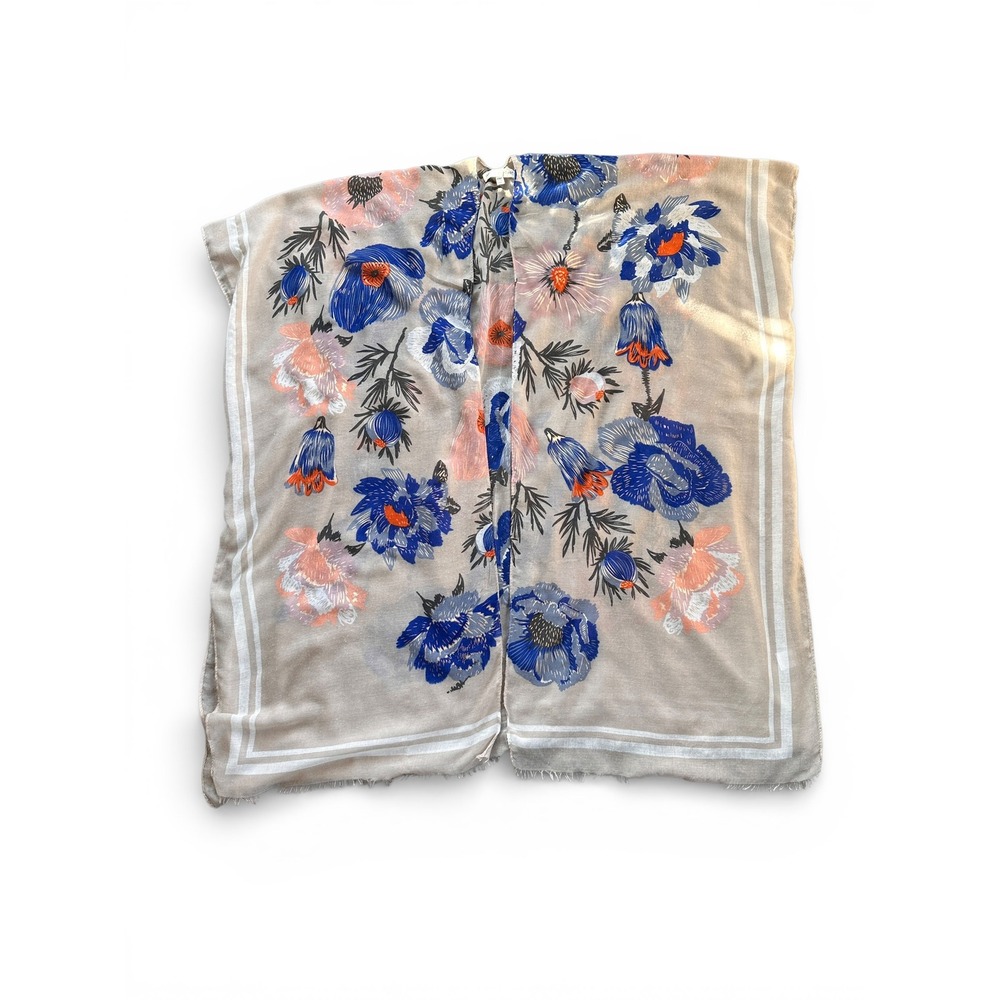 Woven Heart Floral Kimono Cardigan‎ Womens One Size Taupe Blue Fair XE195623
